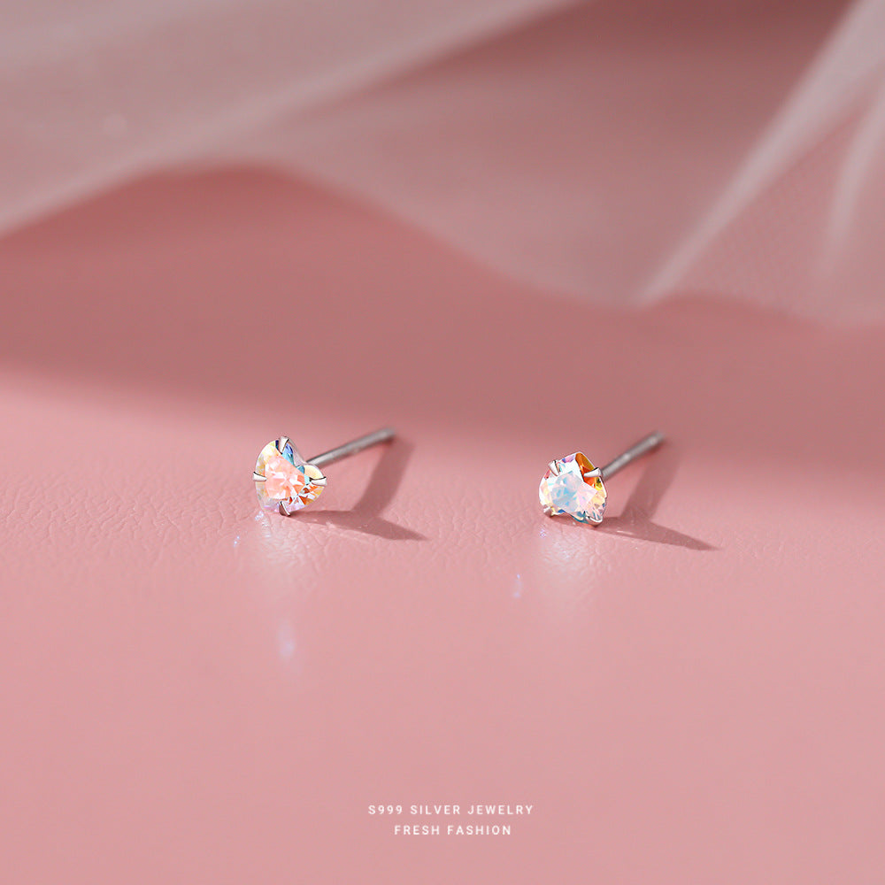 C廠 韓國韓版幻彩鋯石愛心S999足純銀耳環 批發 折扣@洽客服 25.10.W3「E3365」