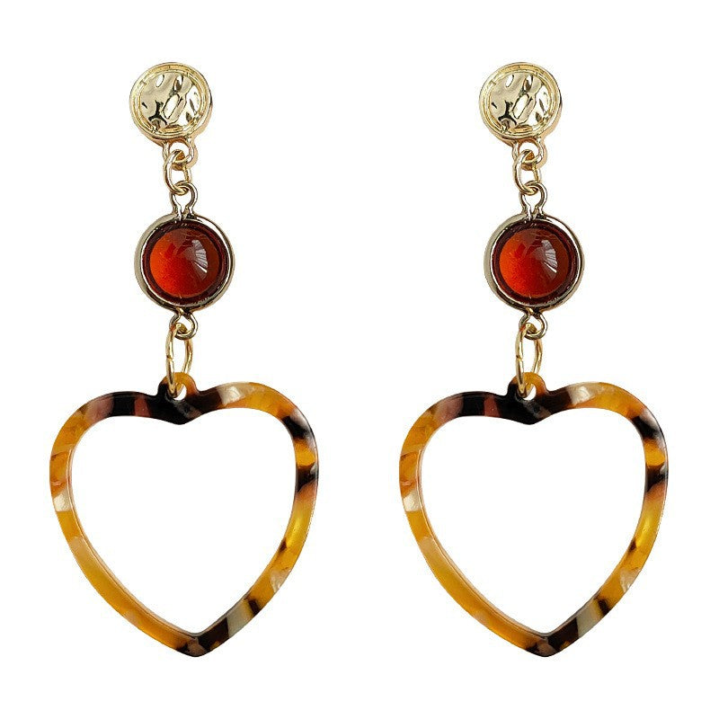 A廠 日韓豹紋愛心長銀針耳環 批發 折扣@洽客服 25.03.W4「3390」