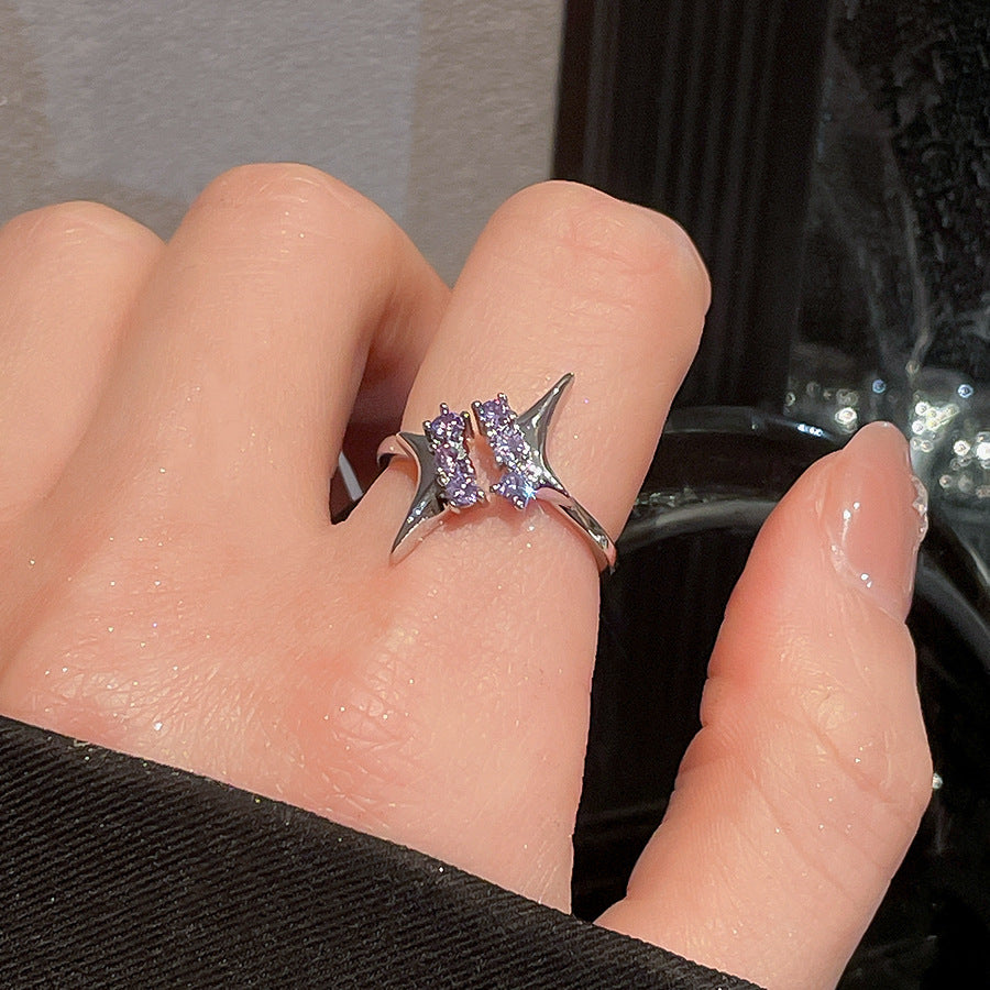 A2廠 韓國韓版 鋯石拼接芒星開口戒指批發 折扣@洽客服 26.03.W2「HR2977」
