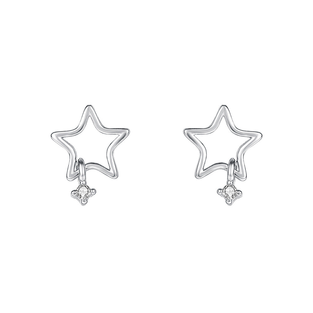 C廠 韓國韓版鏤空五角星S925純銀耳環 批發 折扣@洽客服 25.12.W3「E5885」