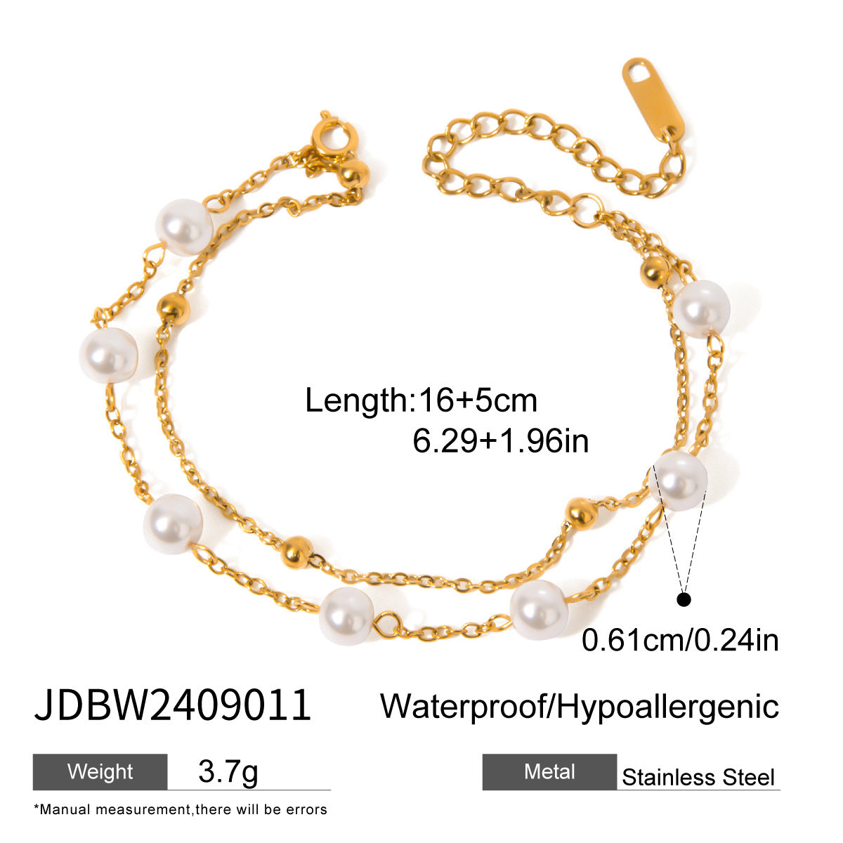 B廠 歐美款 JENNER 鈦鋼鍍18K金手鍊「JDBW2409011+JDNW2409025」24.12.W1 批發折扣@洽客服