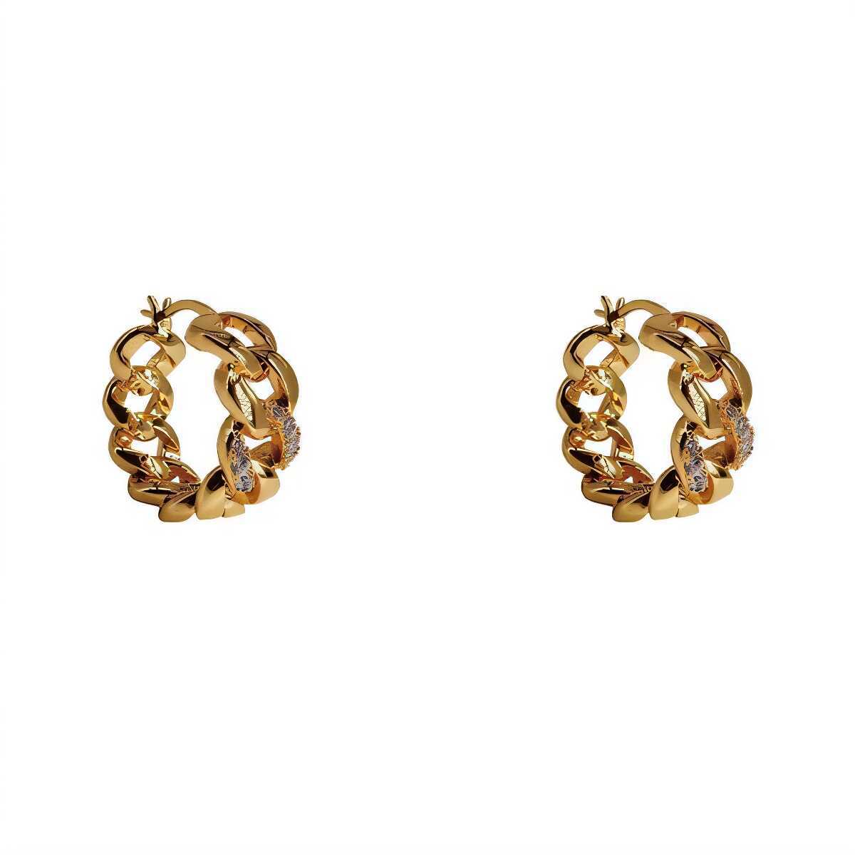 A2廠 韓國韓版鋯石相扣鎖鏈圓形電鍍18K金銀針耳環 批發 折扣@洽客服 25.11.W1「HE23432」