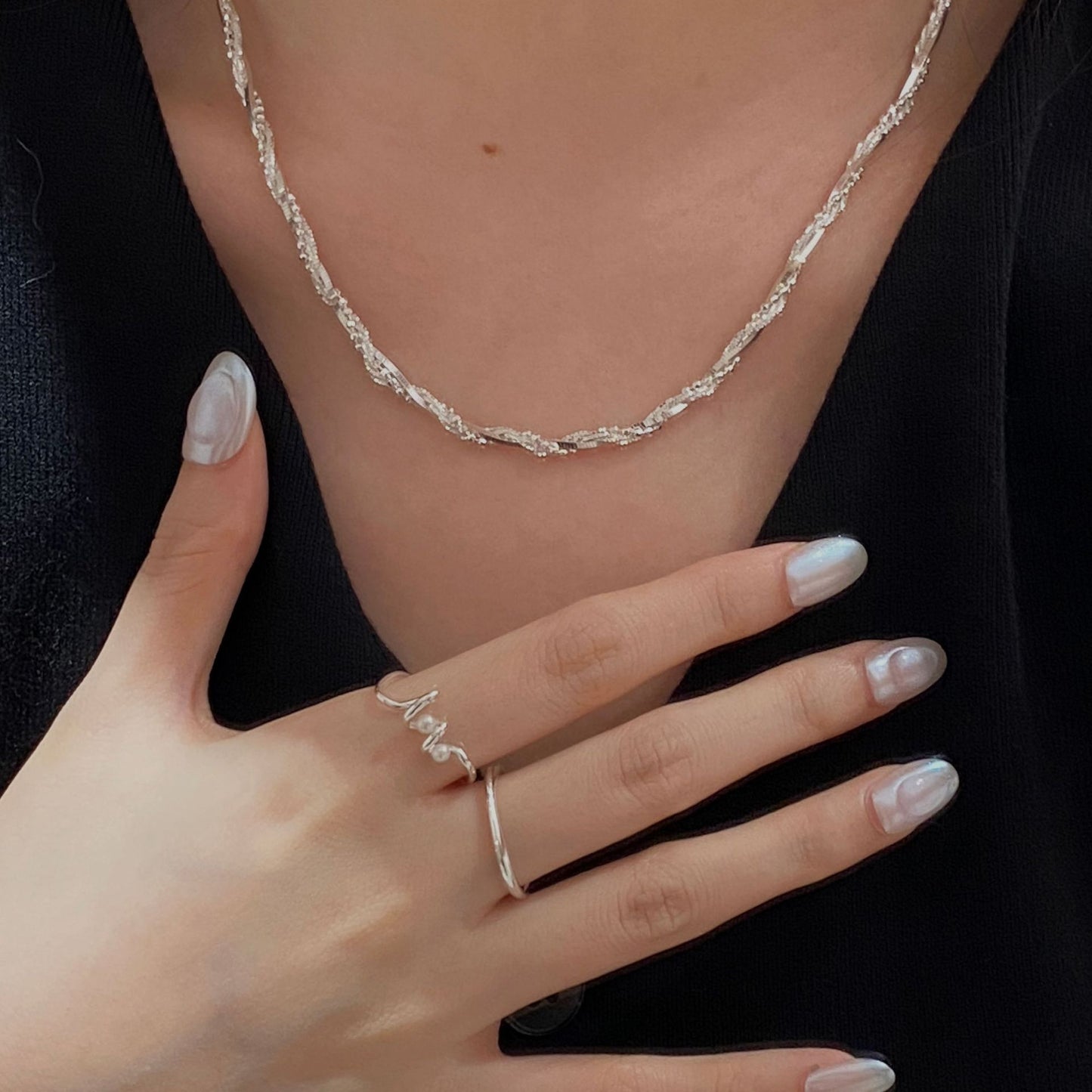 C2廠 韓國韓版重磅三編時尚閃光S925純銀項鍊 批發 折扣@洽客服 25.11.W3「SN3511」