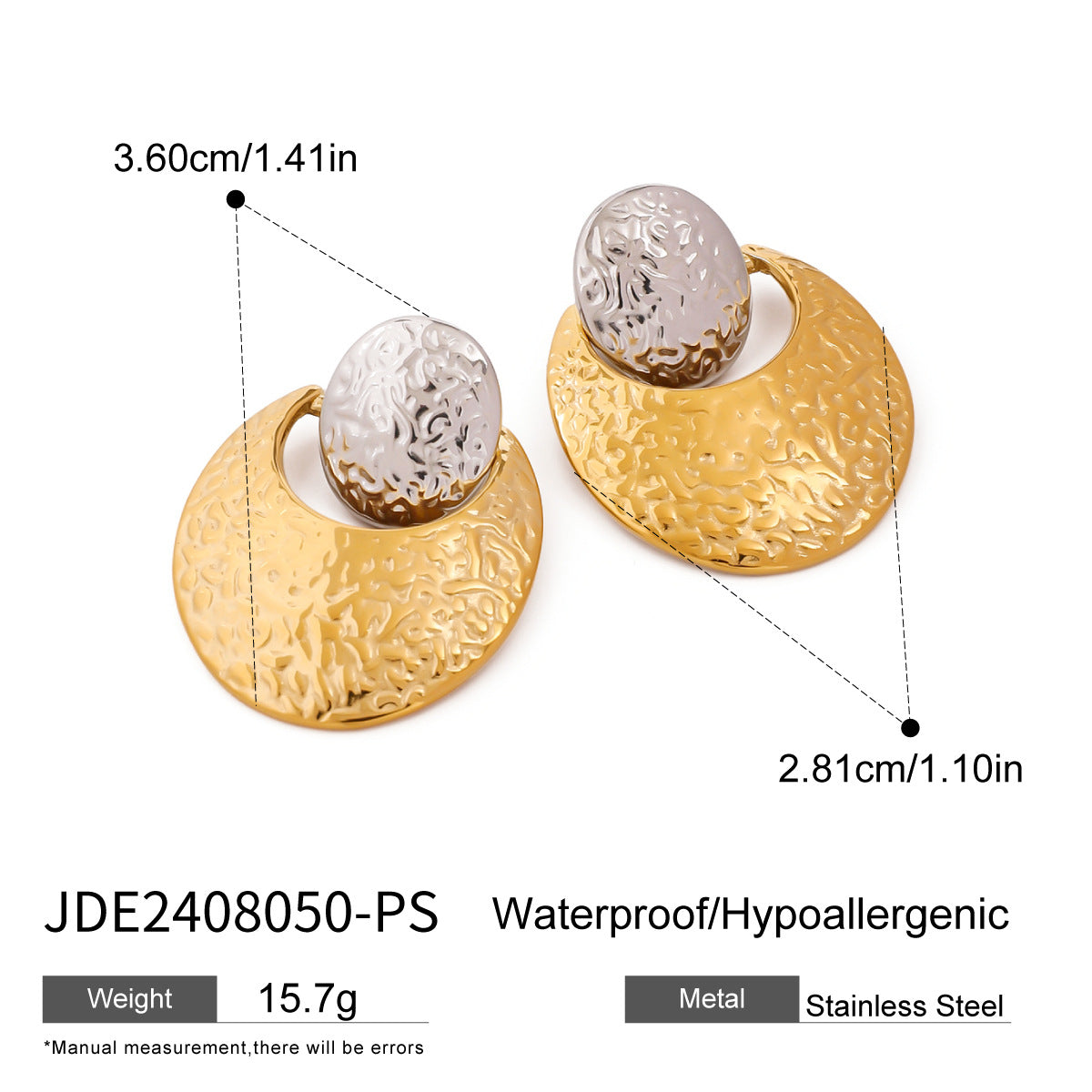 B廠 歐美款 LUNE 鈦鋼鍍18K金耳環「JDE2408050-PS」25.01.W2 批發折扣@洽客服