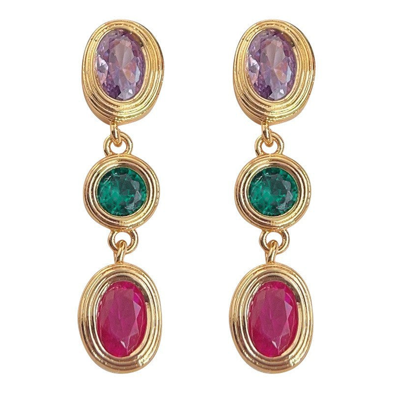 A廠 日韓款浪漫彩色鋯石銀針耳環 批發 折扣@洽客服 25.11.W4「3556」