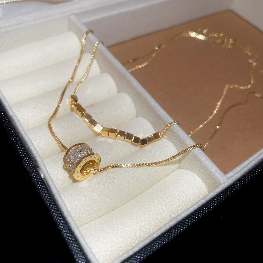 A2廠 韓國韓版鋯石雙層銅鍍18K金項鍊 批發 折扣@洽客服 25.05.W2「HN8522」