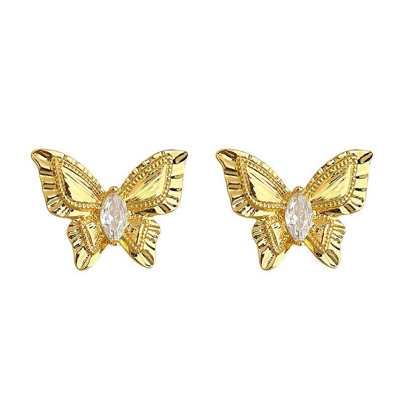 A廠 日韓拉絲質感夢幻蝴蝶銀針銀針耳環 批發 折扣@洽客服 25.03.W3「5189」