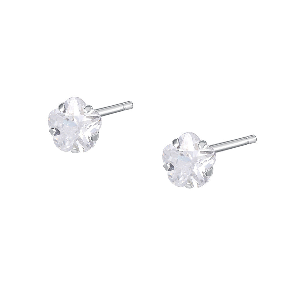 C廠 韓國韓版養耳洞~四爪鋯石花朵S925純銀耳環 批發 折扣@洽客服 25.11.W3「E3512-1」