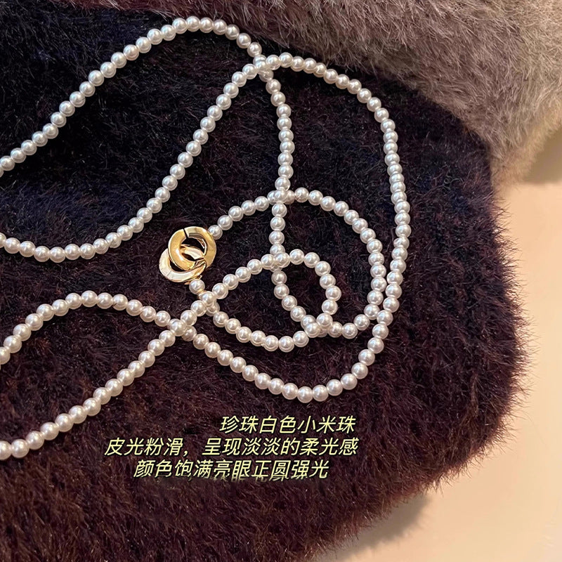 A2 韓國韓版時尚雙層環扣珍珠項鍊「HN7180」24.10.W1 批發折扣@洽客服