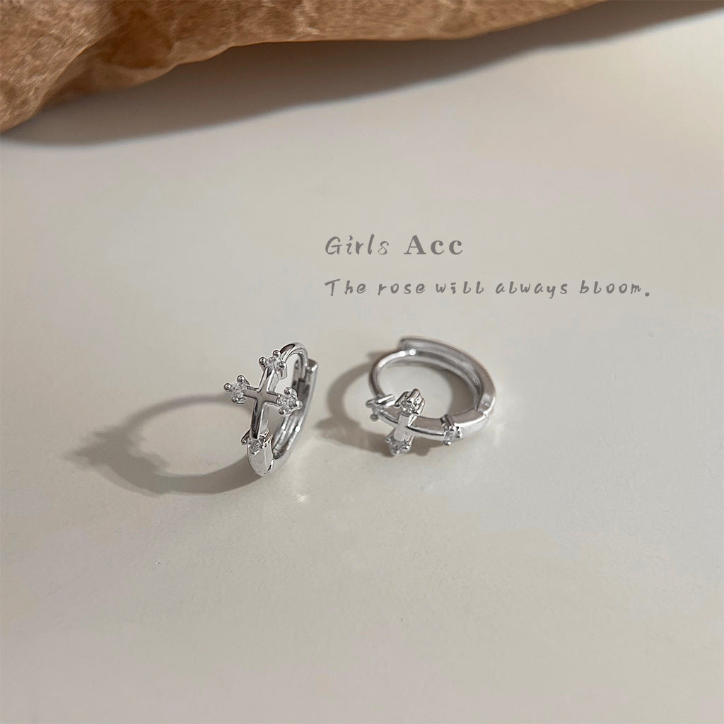 A廠 日韓款方糖鋯石/十字架銀針耳環批發 折扣@洽客服 26.04.W3「5045-5046」