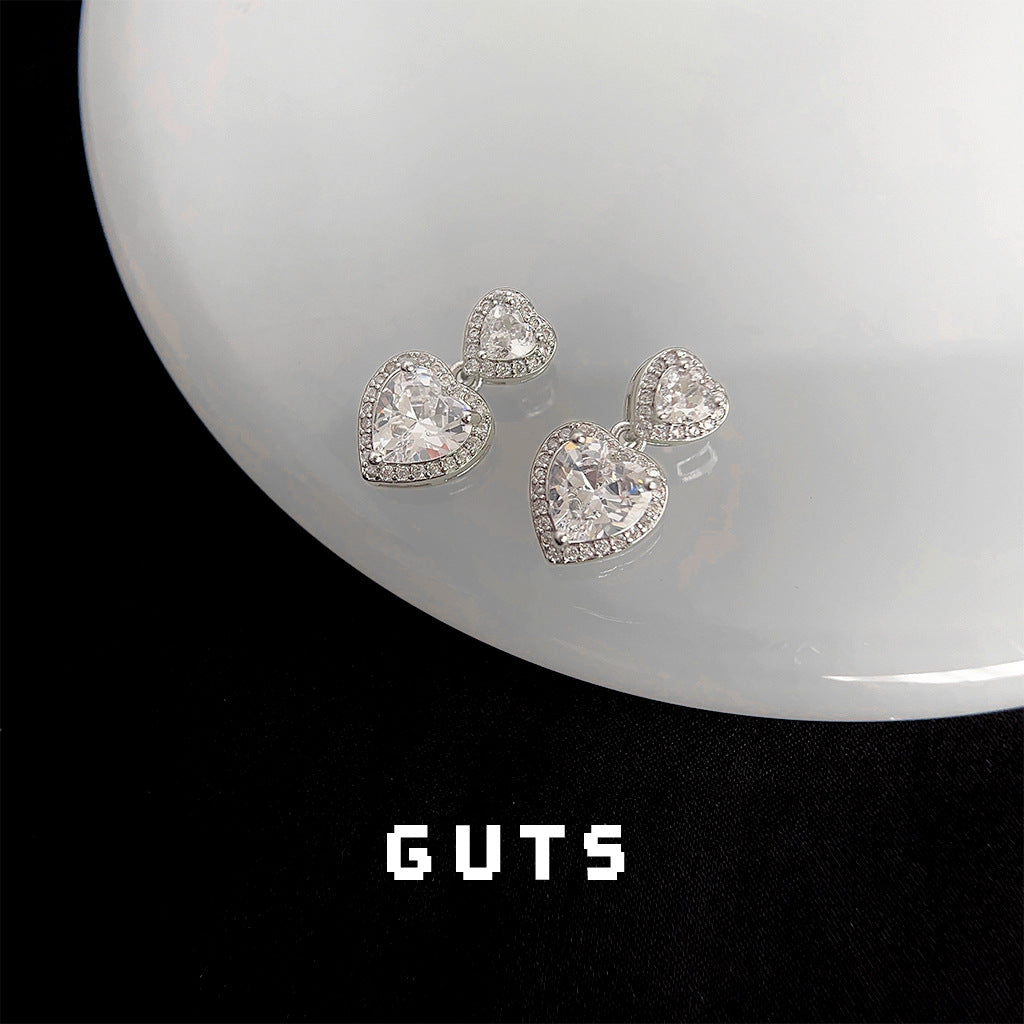 A廠 日韓款輕奢風愛心鋯石鍍18K金銀針耳環 批發 折扣@洽客服 25.11.W4「3112-3113」