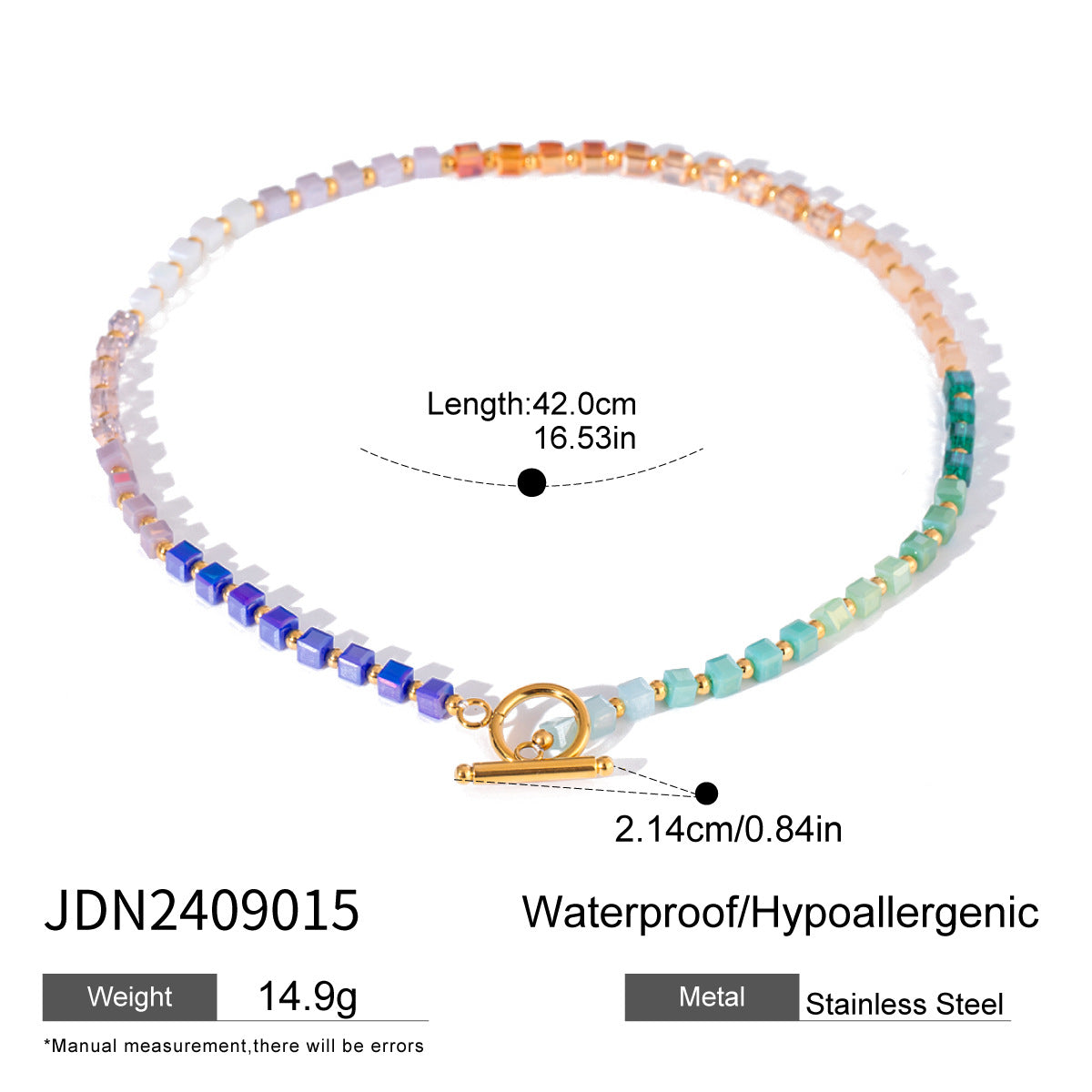 B廠 歐美款 FRIDA 水晶珠串鈦鋼鍍18K金項鍊「JDN20127-1+JDN2409015」25.01.W2 批發折扣@洽客服