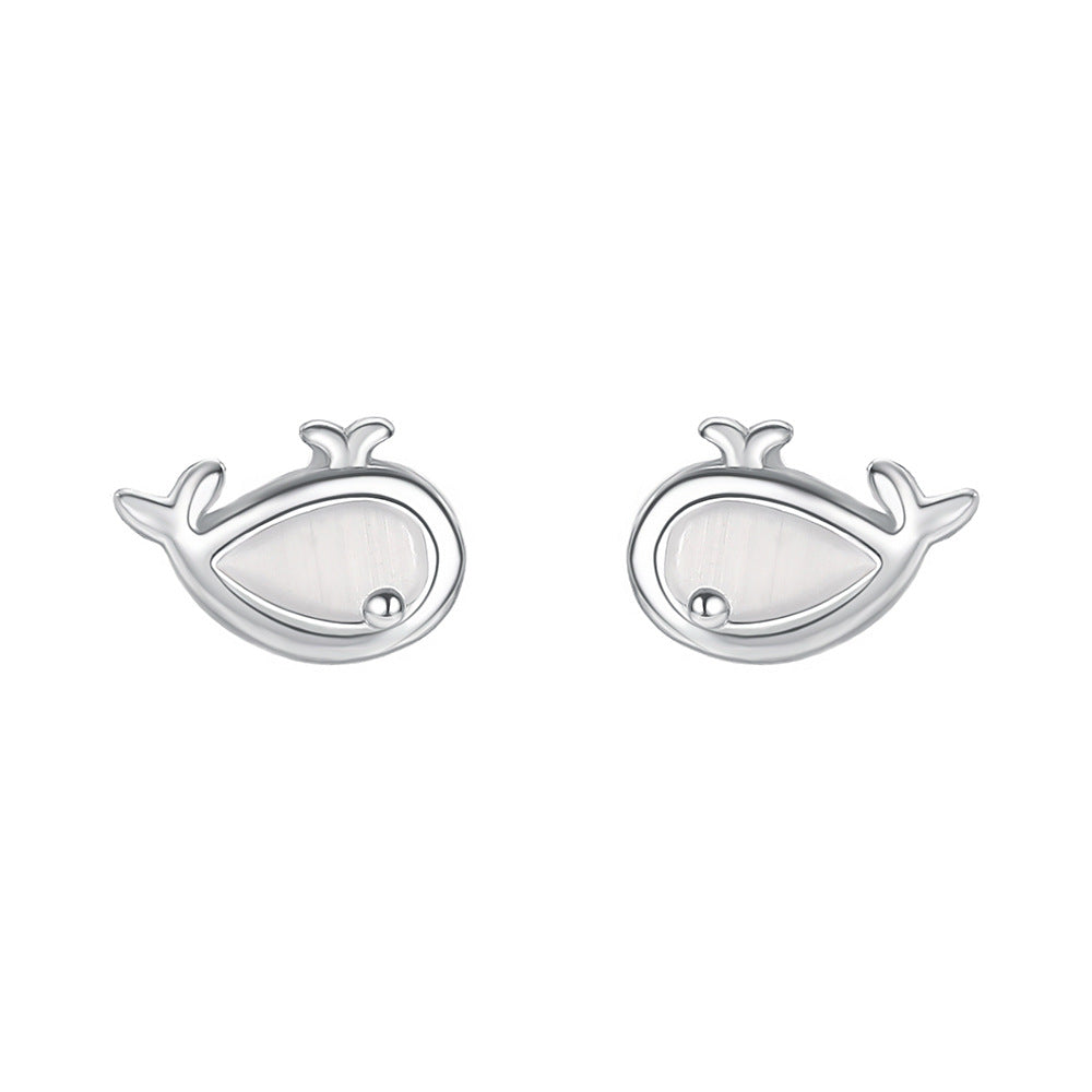 C廠 韓國韓版Q版貓眼石海豚S925純銀耳環 批發 折扣@洽客服 25.12.W4「E5919」