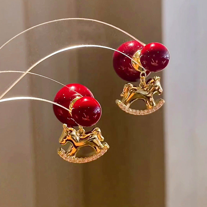 A2廠 韓國韓版鋯石圓形小馬電鍍18K真金銀針耳環 批發 折扣@洽客服 25.12.W1「WE5290-1」