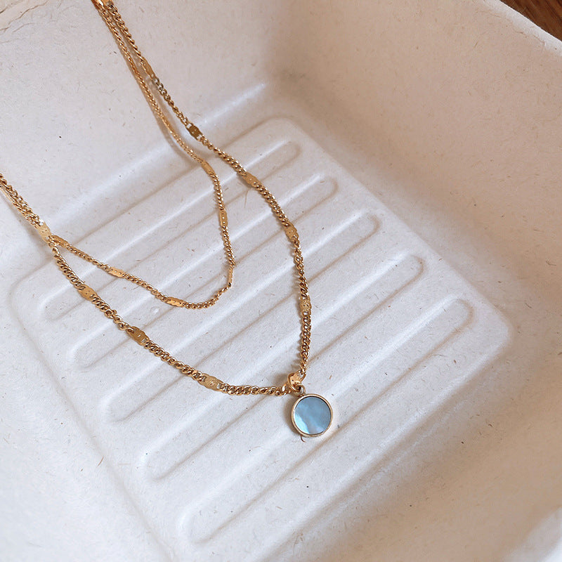 A2廠 韓國韓版不銹鋼圓形貝母項鍊「HN7904」24.12.W4 批發折扣@洽客服