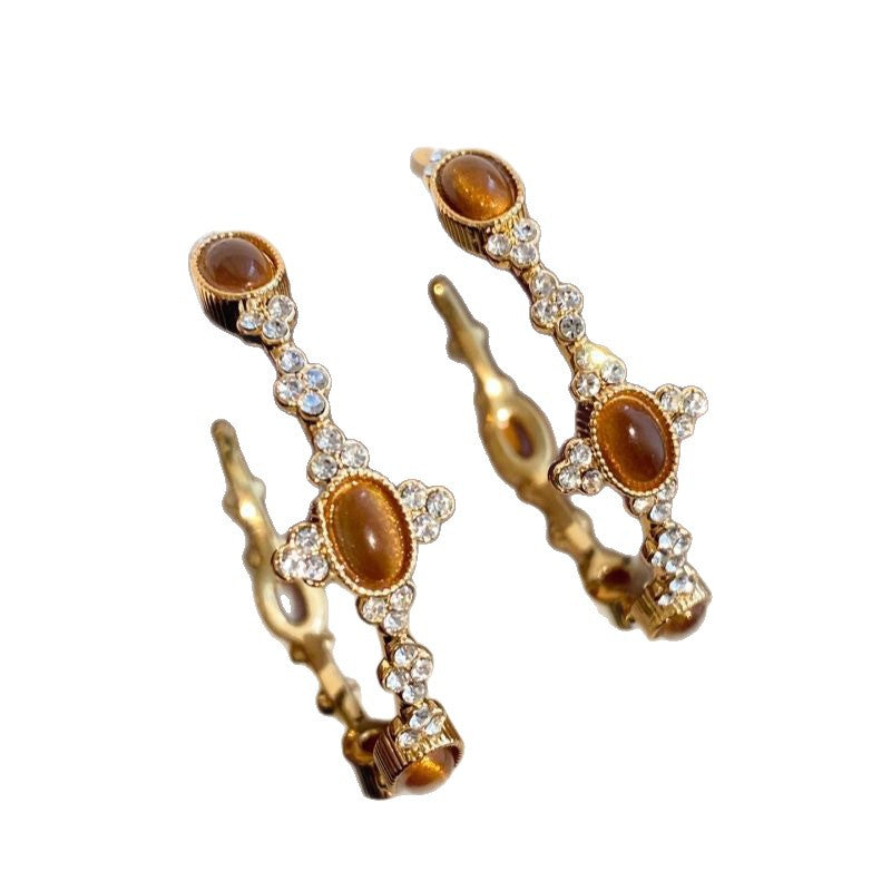 A2廠 韓國韓版虎眼石C型電鍍18k真金耳環 批發 折扣@洽客服 26.01.W1「HE29673」