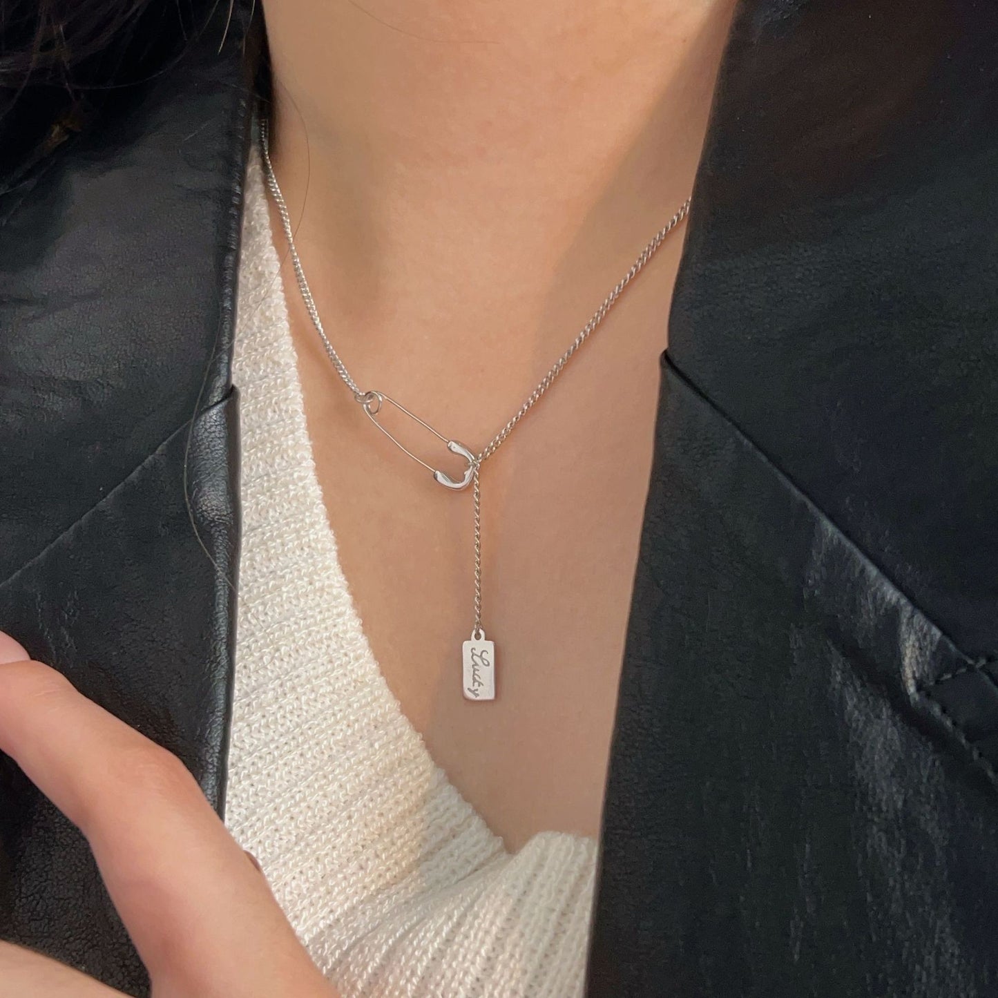 C3廠 韓版重工別針S925純銀項鍊 批發 折扣@洽客服 25/11.W4「xl075-1」