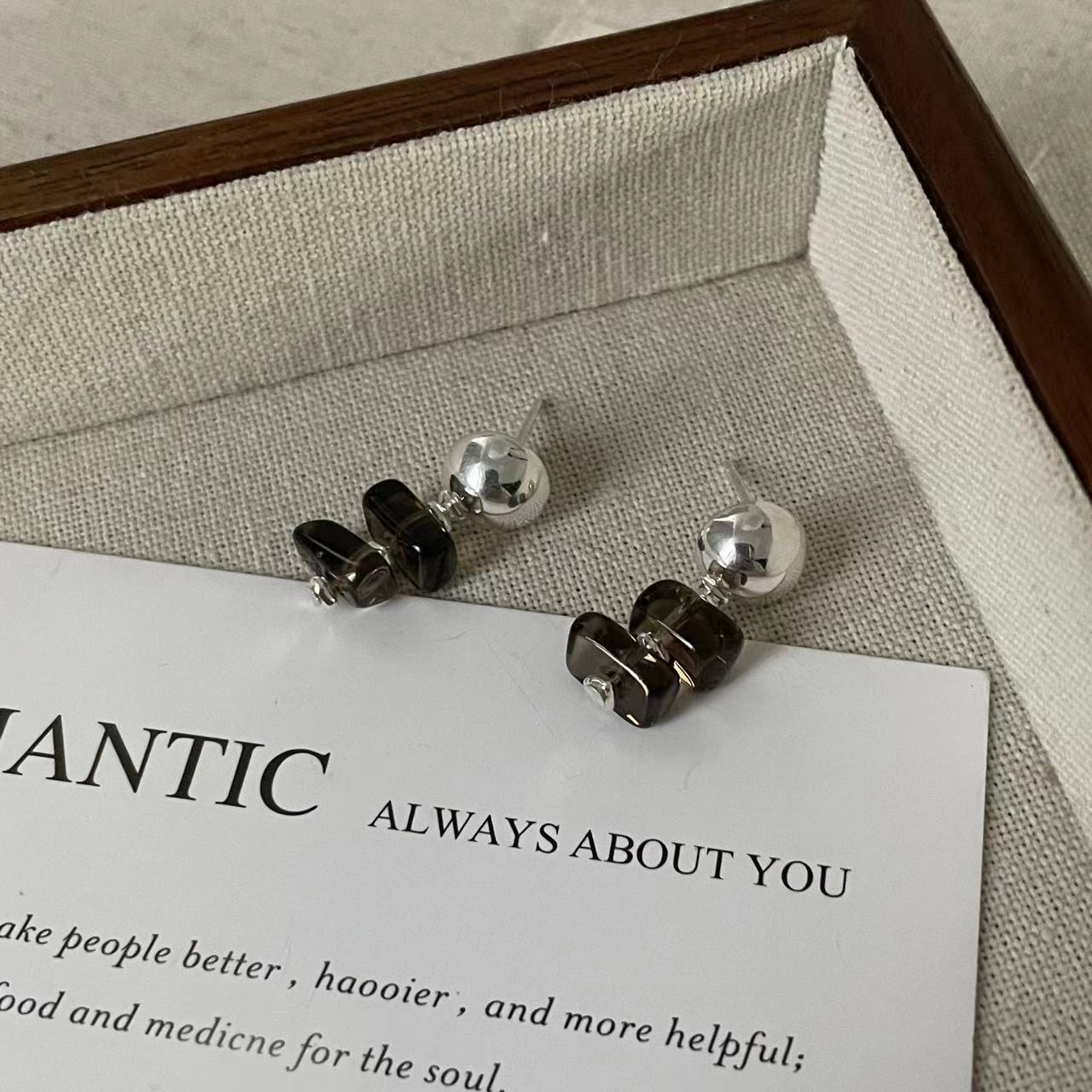 C2廠 韓國韓版隨形茶晶S925純銀耳環 批發 折扣@洽客服 25.11.W1「SE2508」