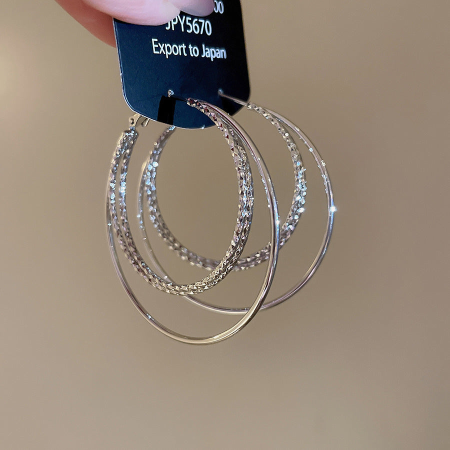 A2廠 韓國韓版圓形三層吊墜電鍍18k真金耳圈 批發 折扣@洽客服 25.10.W3「WE4634」