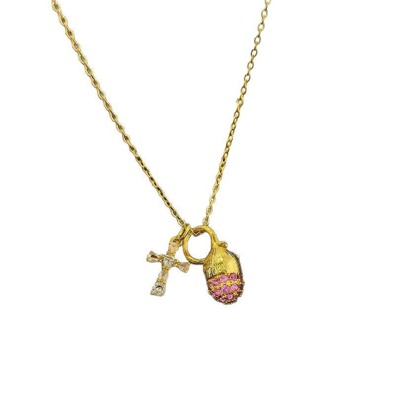 A2廠 韓國韓版十字架松果吊墜項鍊 批發 折扣@洽客服 25.03.W2「HN8179」