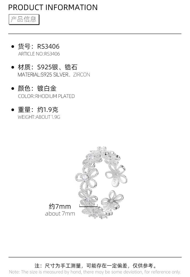 C廠 韓系 蕾絲鏤空花朵S925銀戒指批發 折扣@洽客服 26.06.W3「RS3406」
