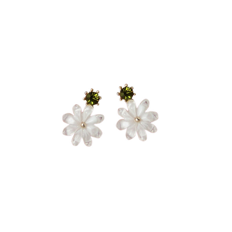 A廠 韓系迷你小雛菊鑲鑽花朵環保銅銀針耳環批發 折扣@洽客服 26.03.10「B-867」