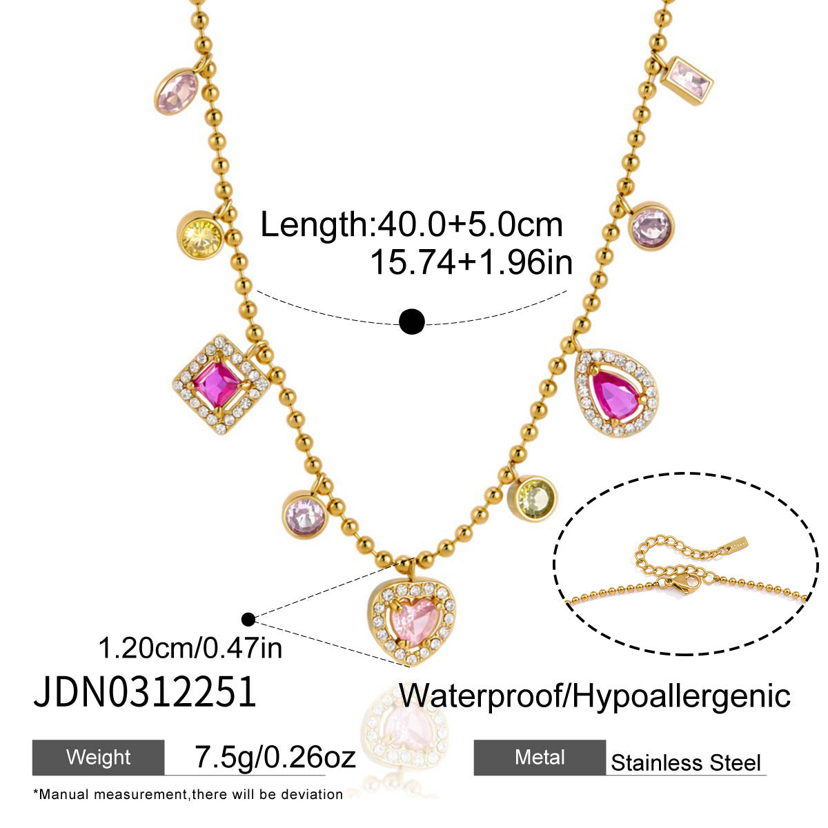 B廠 歐美款 彩色鋯石18k鍍金鍊批發 折扣@洽客服 26.07.W3「JDN0312250,JDN0312251」