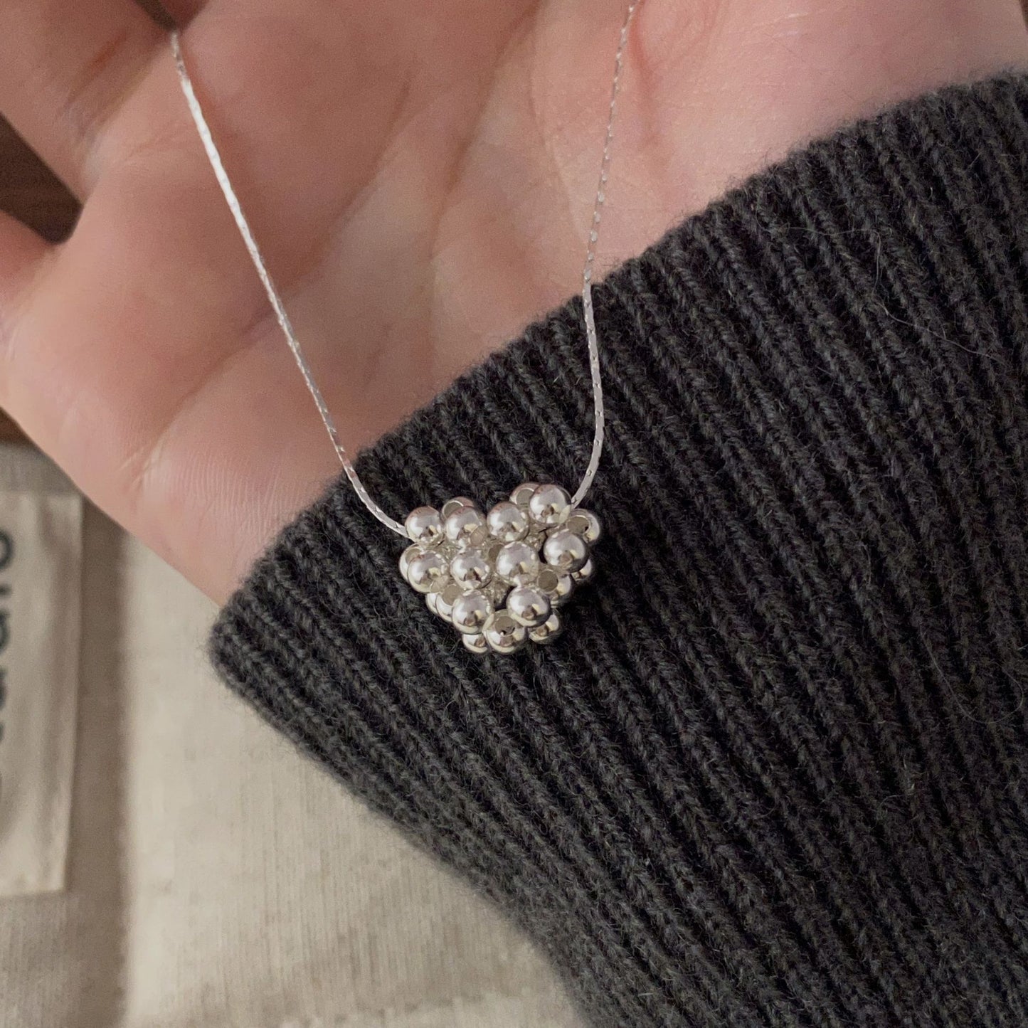 C2廠 韓國韓版復古串珠愛心S925純銀項鍊 批發 折扣@洽客服 25.10.W5「SN3503」