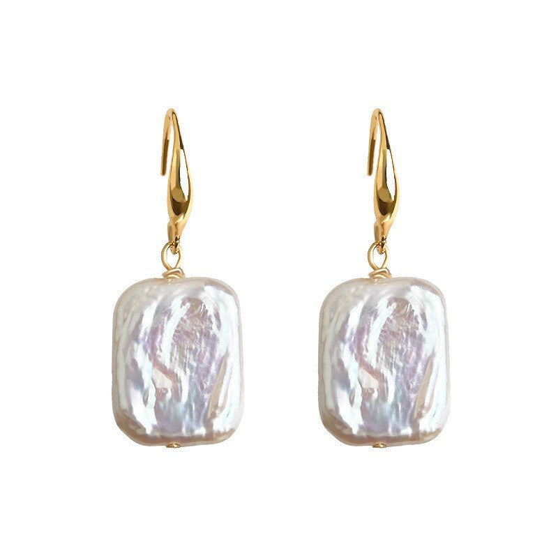 A廠 環保銅|韓系方形巴洛克淡水珍珠銀針耳環 批發 折扣@洽客服 26.01.W4「6981」