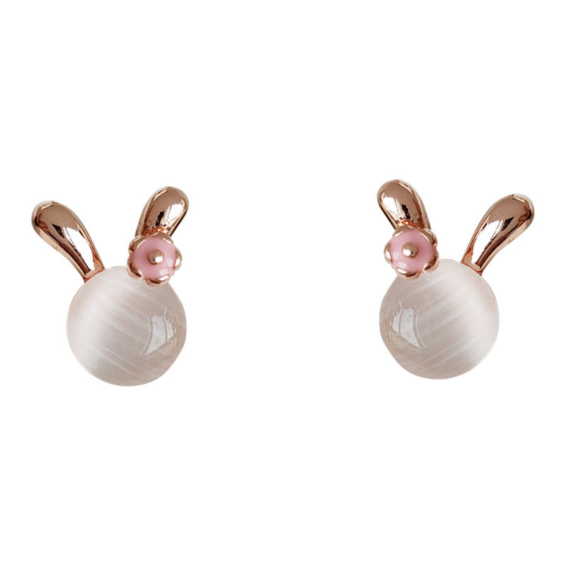 A廠 韓系甜美小兔子玫瑰金環保銅銀針耳環批發 折扣@洽客服 26.03.10「2502」