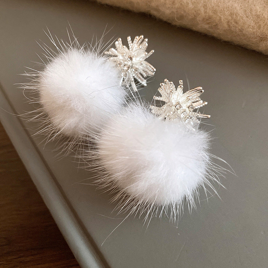 A2廠 韓國韓版毛絨絨鋯石煙火銀針耳環 批發 折扣@洽客服 25.12.W1「HE29425」