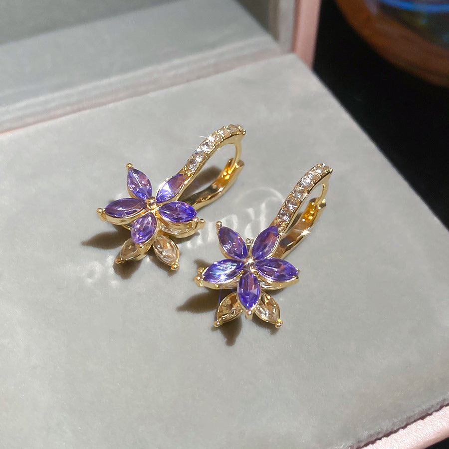 A2廠 韓國韓版鑲鑽花朵銀針耳環 批發 折扣@洽客服 25.12.W4「HE29791」