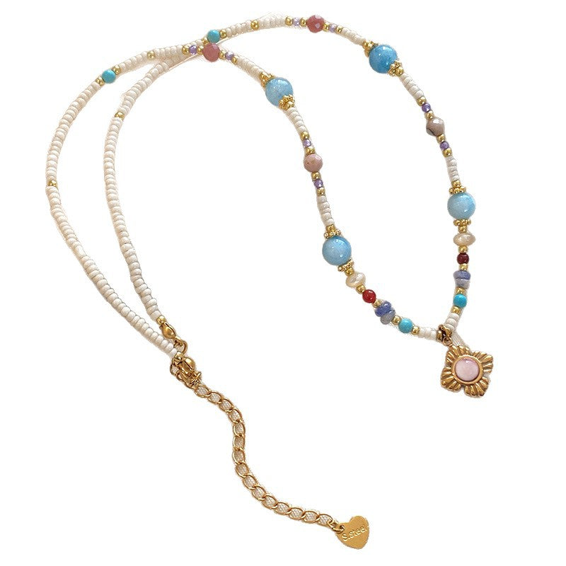 A2廠 韓國韓版鈦鋼石頭水晶串珠項鍊 批發 折扣@洽客服 25.11.W3「WN1496」