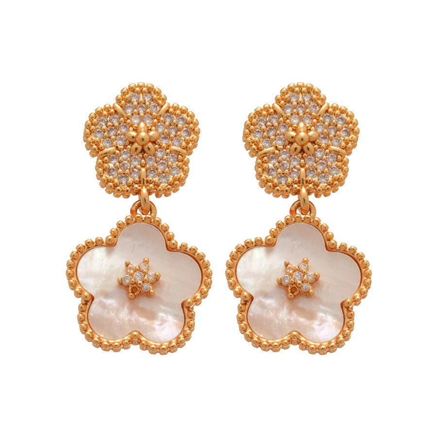 A2廠 日韓款鋯石花朵五瓣花電鍍18k真金銀針耳環 批發 折扣@洽客服 25.11.W4「WE4953」