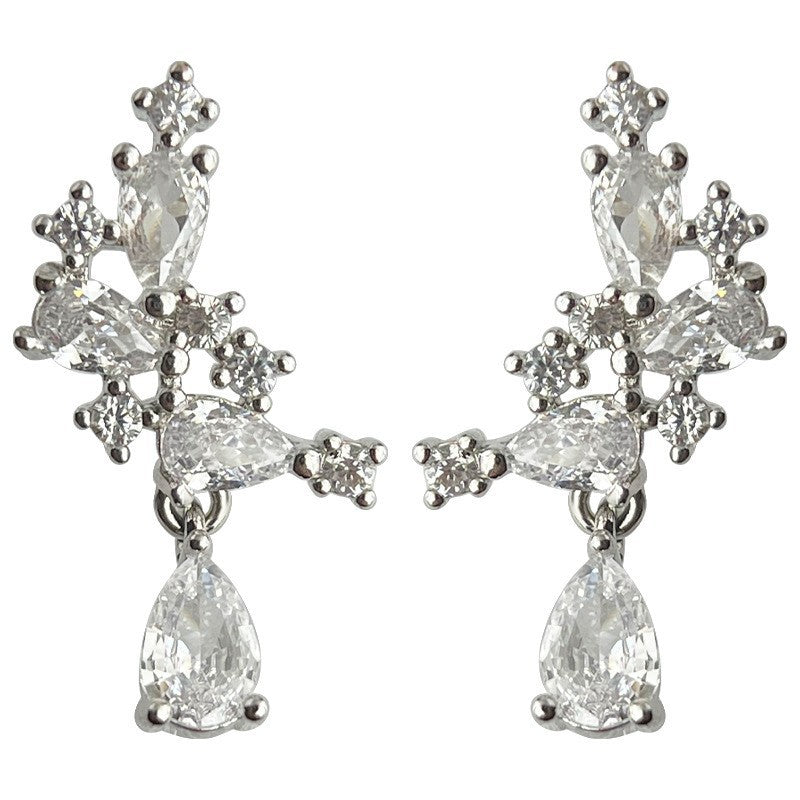 A廠 日韓款星辰璀璨閃亮鋯石銀針耳環 批發 折扣@洽客服 25.11.W4「4466」