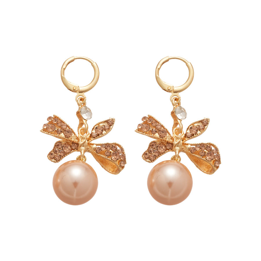 A2廠 韓國韓版鑲鑽蝴蝶結珍珠耳環 批發 折扣@洽客服 26.01.W1「HE29796」