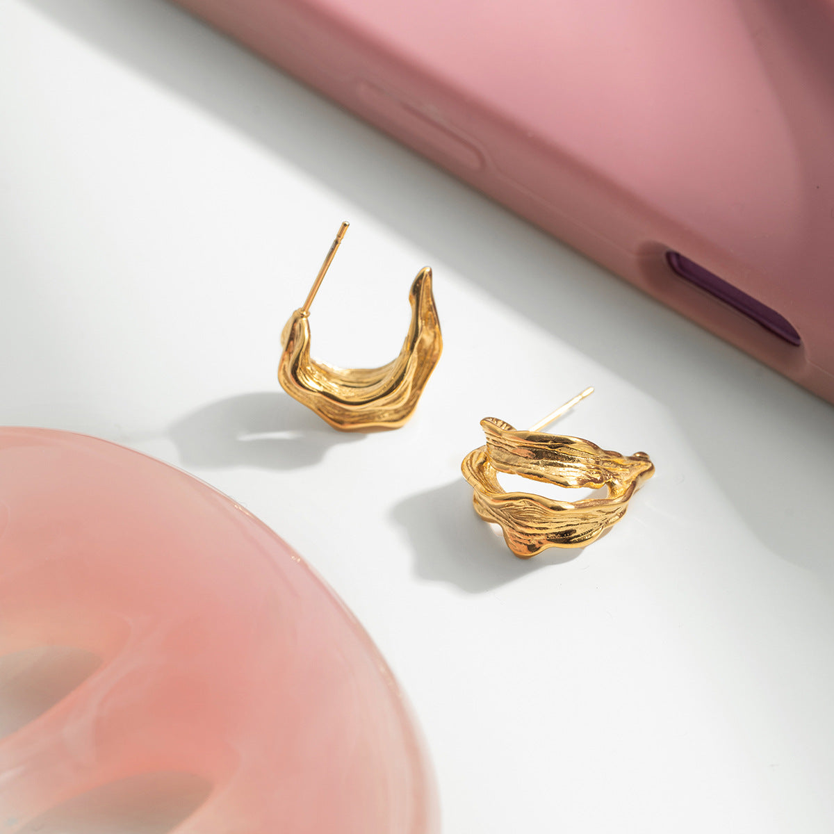 B廠 歐美款 EMMA 鈦鋼鍍18K金耳環 批發 折扣@洽客服 25.12.W1「JDE0308037」