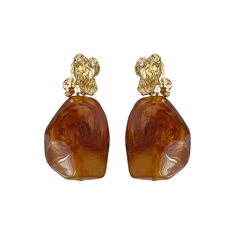 A廠 日韓款 琥珀色暈染銀針耳環 批發 折扣@洽客服 25.11.W1「5080」