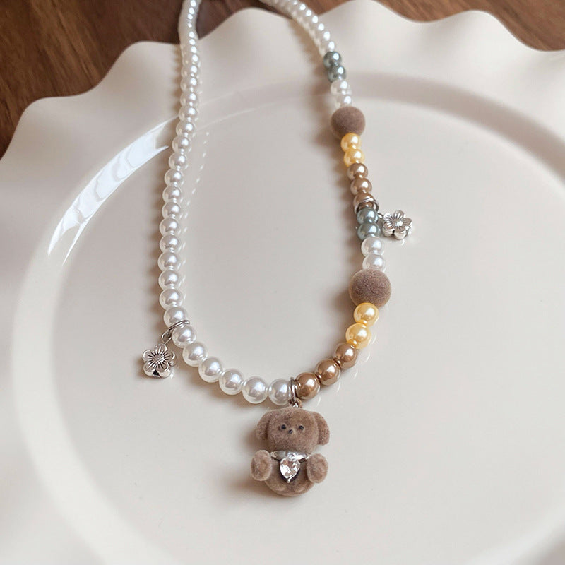 A2廠 韓國韓版鑲鑽可愛狗狗珍珠項鍊「HN7919」24.12.W4 批發折扣@洽客服