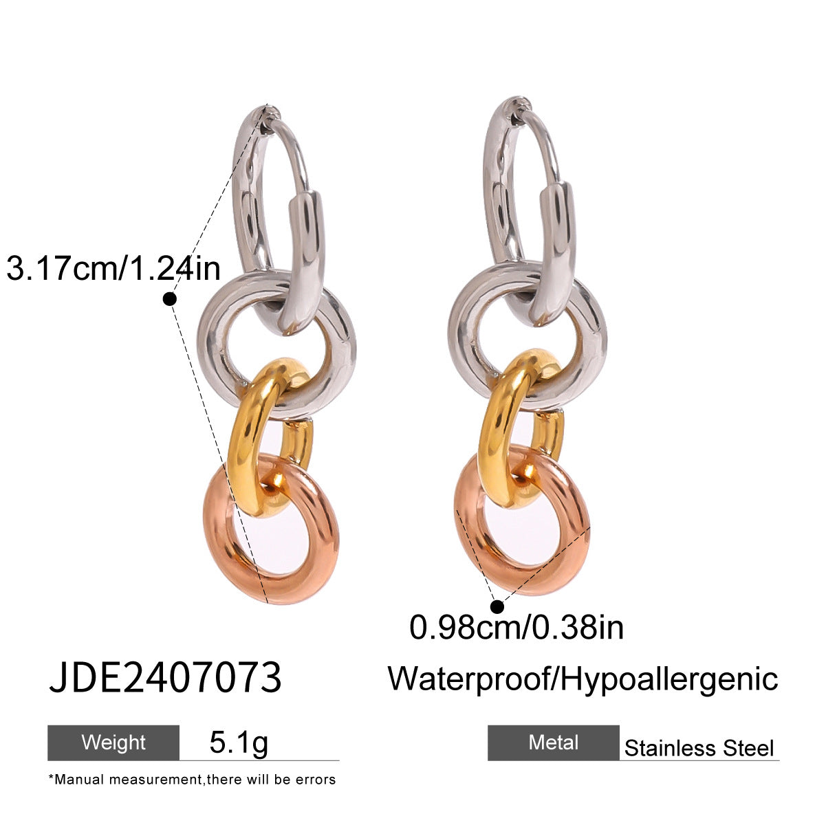 B廠 歐美款 JOAN 鈦鋼鍍18K金耳環「JDE2407073」25.01.W1 批發折扣@洽客服