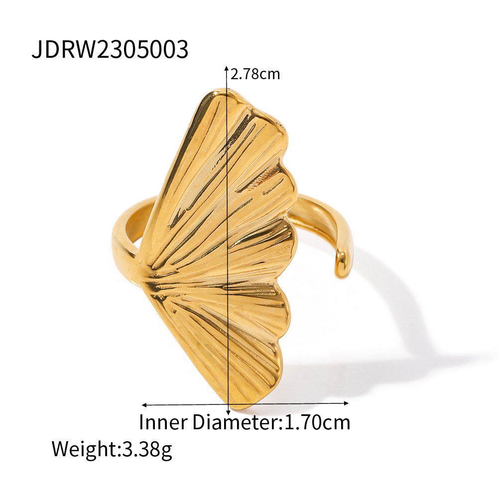 B廠 歐美款蝴蝶鈦鋼鍍18K金戒指「JDRW2305003」24.10.W3 批發折扣@洽客服