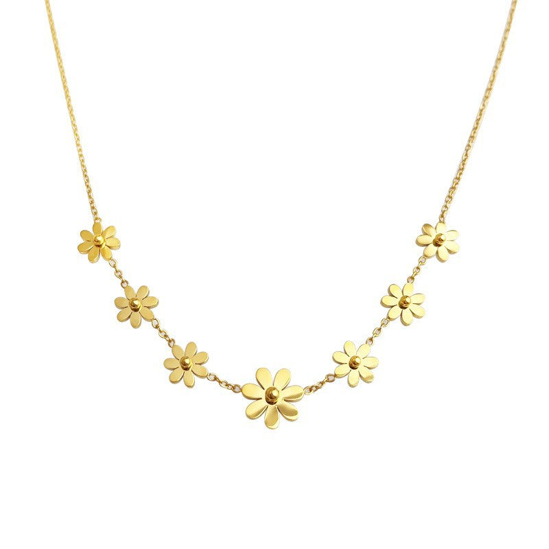 A廠 日韓款小雛菊花朵鈦鋼鍍18K金項鍊 批發 折扣@洽客服 25.12.W2「5655」