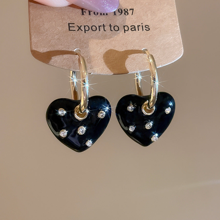 A2廠 韓國韓版鑲鑽滴油愛心吊墜銀針耳環 批發 折扣@洽客服 25.11.W1「WE4893」