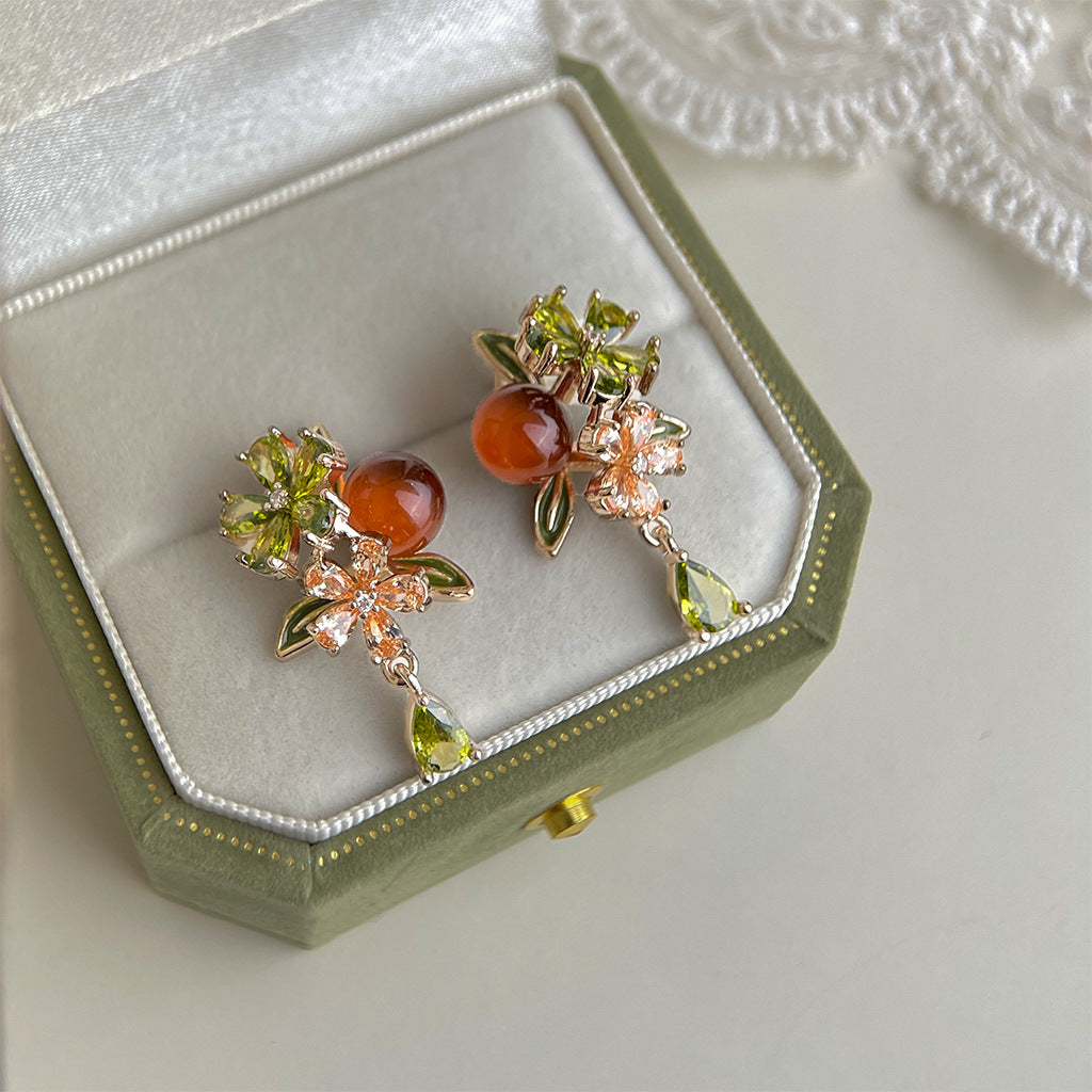 A廠 韓系款 重工橄欖綠鋯石銀針耳環 批發 折扣@洽客服 26.03.W1「6040」