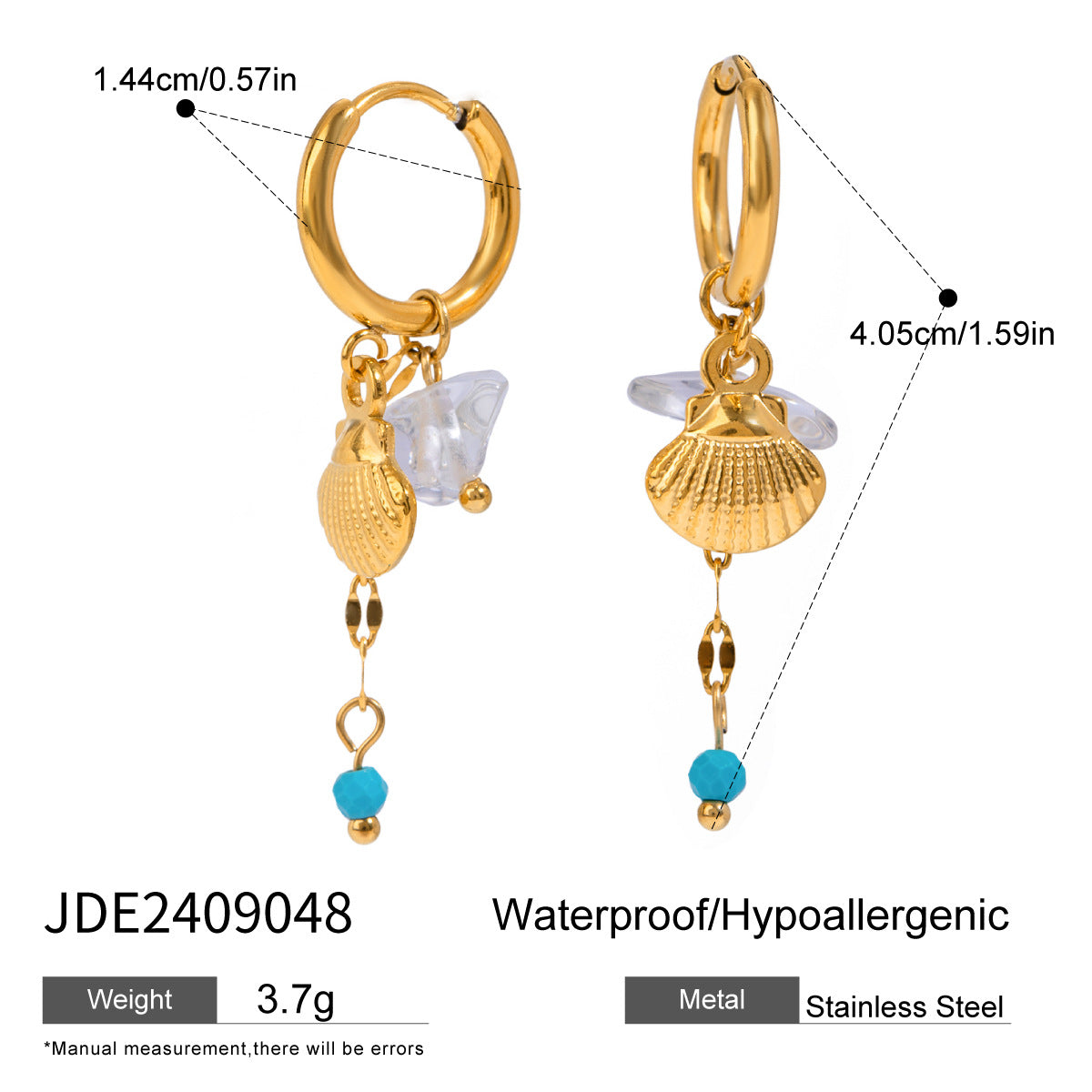 B廠 歐美款 LENA 天然石貝殼鈦鋼鍍18K金耳環「JDE2409048」24.12.W1 批發折扣@洽客服