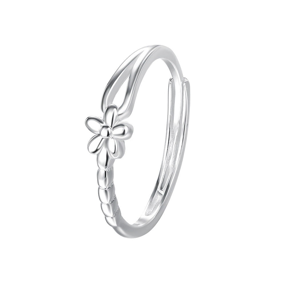 C廠 韓國韓版細圈開口小花S999純銀戒指 批發 折扣@洽客服 25.11.26「K2426」