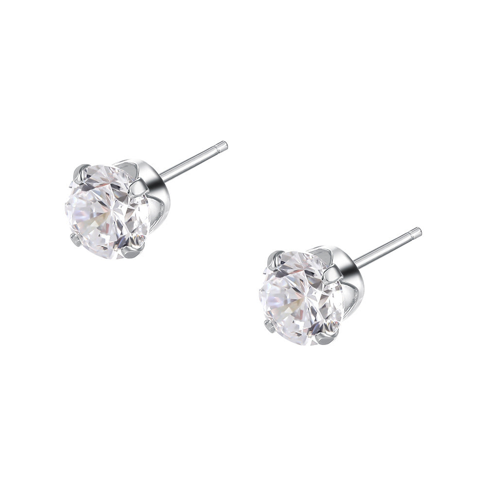 C廠 韓國韓版皇冠四爪鋯石S925純銀耳環批發 折扣@洽客服 26.03.W4「F6681」