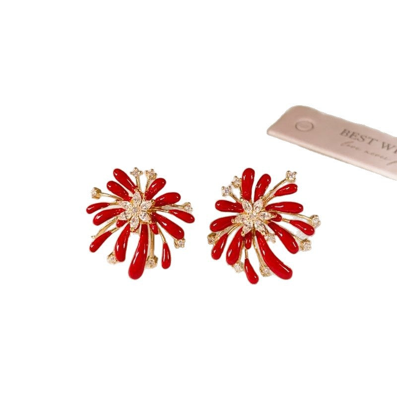 A2廠 韓國韓版鑲鑽滴油煙火銀針耳環 批發 折扣@洽客服 25.12.W2「HE29310」