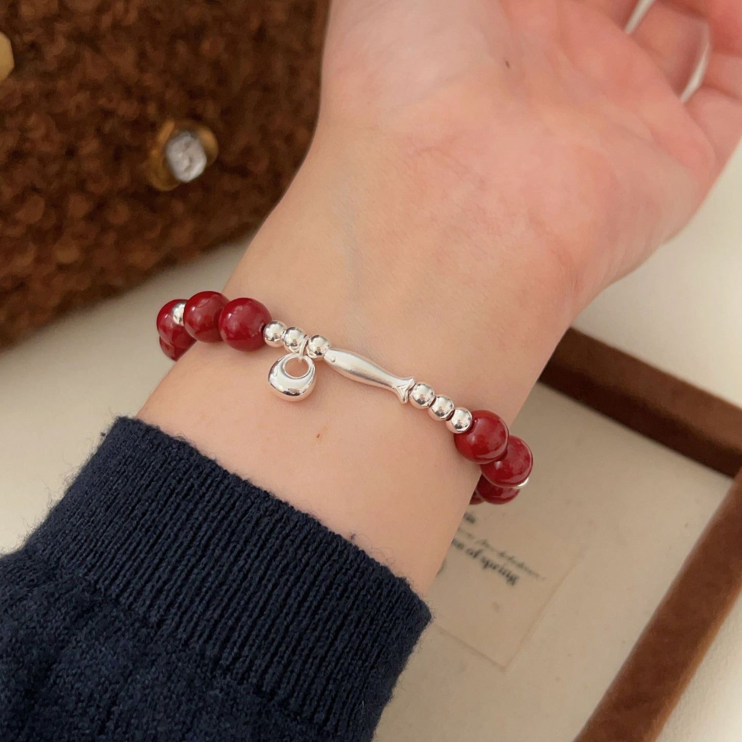 C3廠 韓國韓版硃砂小魚兒S925純銀手鍊 批發 折扣@洽客服 25.12.W2「hsl110」