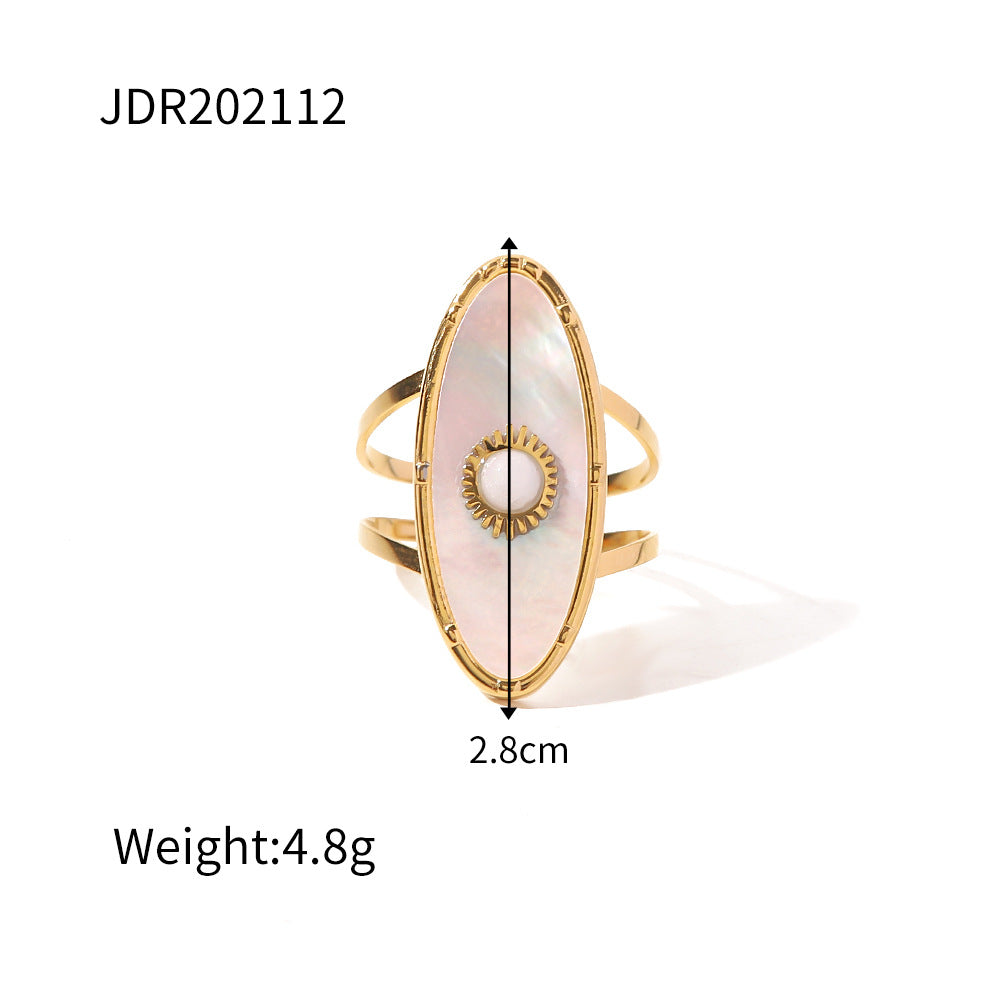 B廠 MELODY 不鏽鋼鍍18K金白海貝戒指「JDR202112」24.09 批及折扣@洽客服